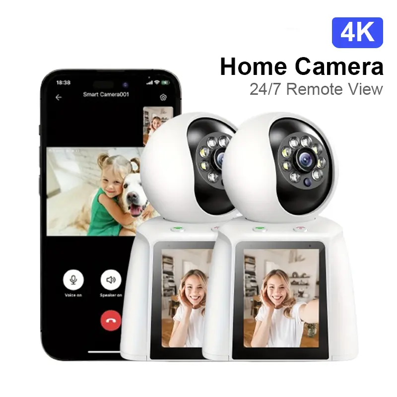 2PCS Baby/Pet Monitor with 2.8" Screen, 4K Home Security Camera,   Two-Way Audio, AI Siren, Night Vision, App Remote Control for Home/Elder  Security Camera System camera security camara de seguridad hd resolution, Wireless Security Camera