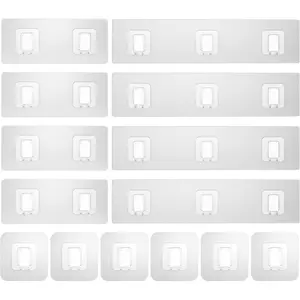 14 Pack Shower  Adhesive Replacement Flat, Transparent  Adhesive Hooks, No Drilling,  Wall Hooks for Shower , Bathroom Storage Shelves and Kitchen Racks