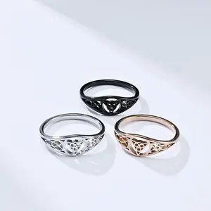 Triangle knot hollow non-fading ring proposal engagement Celtic knot stainless steel men and women ring suitable for party gifts