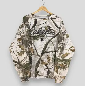 Vintage Cabela's Camouflage Sweatshirt Large Real Tree Hunting Pullover Mossy Oak Printed Crewneck, Unique Graphic Hoodie, Stylish Streetwear