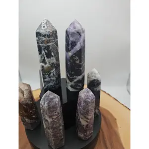 2Pcs Polished Rainbow Fluorite Quartz Crystal Point Towers (Avg 4 in Tall) - Generator Shape, Rainbow Hues, Polished Look, Energy-Attracting Decor for Focus, Crystal Collectors to Enhance Mental Clarity