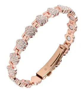 Pure Copper Bracelets for Women,Ultra Strength Magnetic Bracelet with 3800 Gauss Magnets & Sparkling Cubic Zirconia, Adjustable Charm BraceletRecommended for wrists between 7.48 inches and 9.45 inches. Elegant Bangle