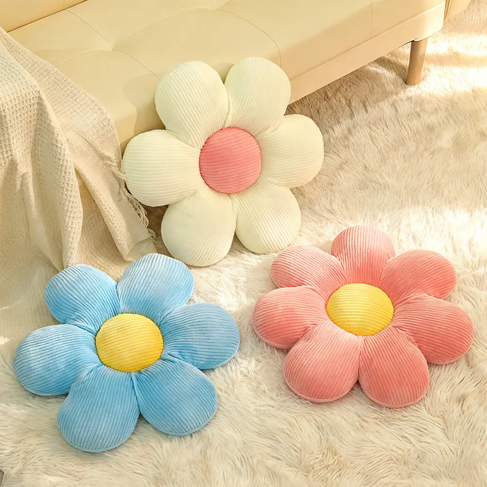 3 Pcs Flower Pillows Flower Shaped Throw Pillow Cute Daisy Pillow Seating Cushions for Adults Home Bedroom Sofa Chair Couch Decor(Multicolored,16")