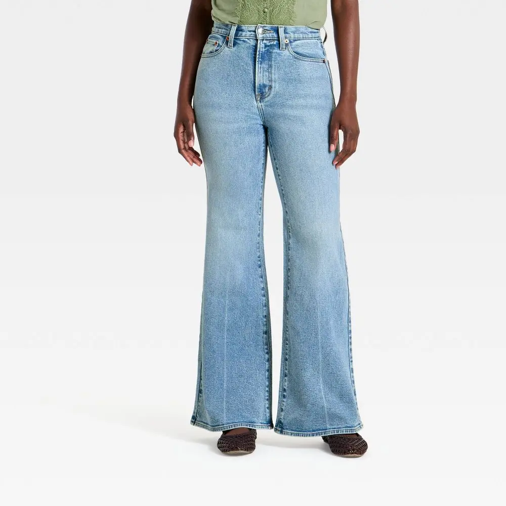 Women's High-Rise 70's Flare Jeans - Universal Thread Light Wash Blue 6 Long