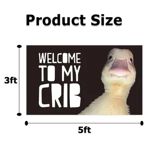 Welcome to My Crib 3x5Ft Polyester Flag with 4 Brass Grommets Funny Banner for College Room Man Cave Teen Boys Girls Wall Hanging Decor