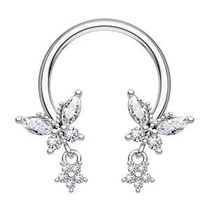 OUFER Body Jewelry 16G Stainless Steel Butterfly Charm Dangle Star Horseshoe Septum Ring - Body-Safe, Non-Tarnish, Dainty Accessories for Septum, Conch, Helix Piercings, Daily Wear