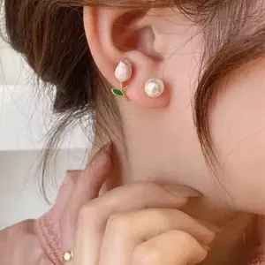 Aretes de tulipán para mujer gold plated