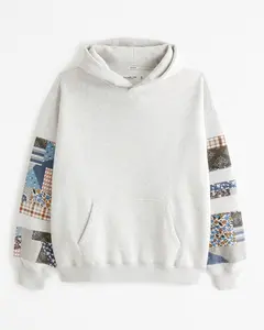 Abercrombie Patchwork Oversized Pullover Hoodie, Stylish Long Sleeve Hoodie, Gift For Him, Gift For Her, @1