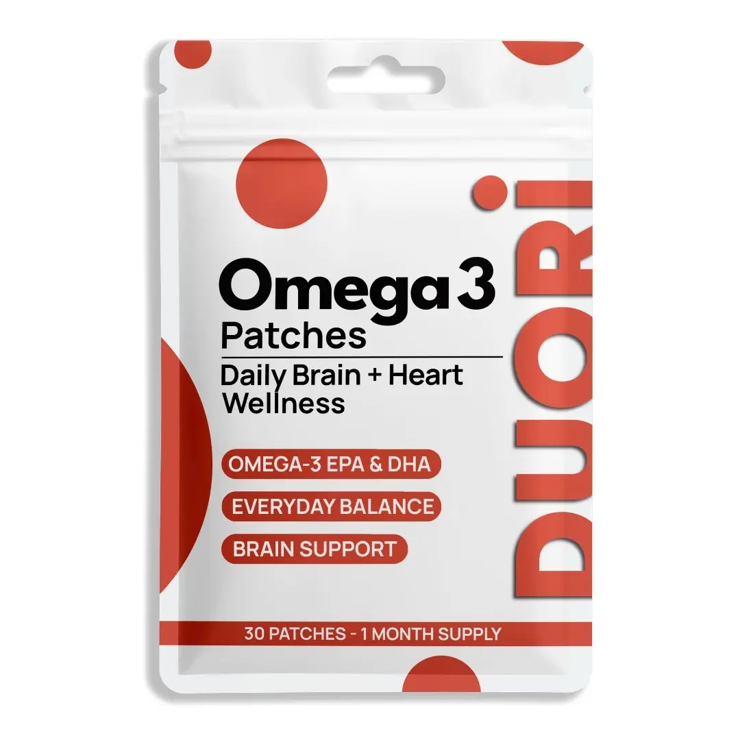 Omega 3 Patches - EPA + DHA - Turmeric Extract - CoQ10 – Vegan & Natural - 30 Patches, 1 Month Supply