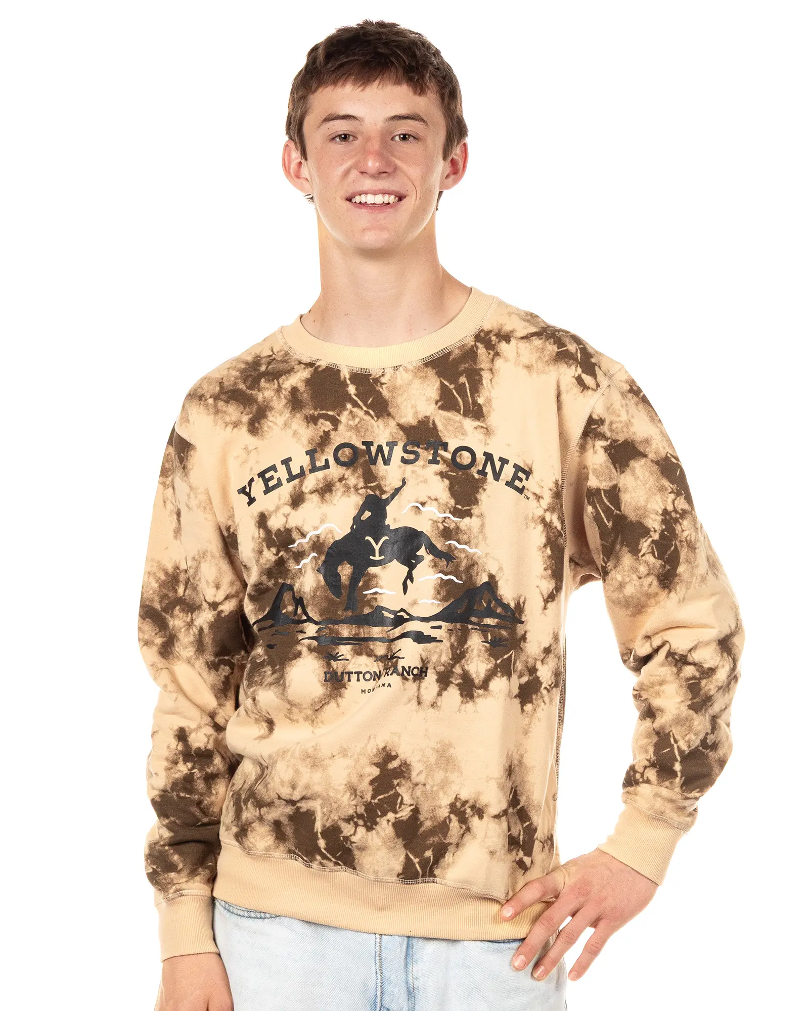 Yellowstone Dutton Ranch Sweatshirt Men's Long Sleeve Tie Dye Pullover