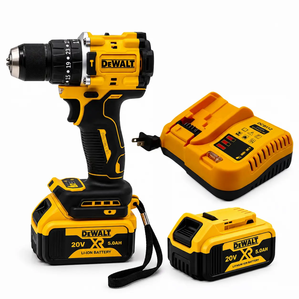 DeWalt DCD794 20V Drill — 74/26Nm torque, 1/2" keyless chuck, with 2.0Ah battery and fast charger. LED work light, variable speed and torque control. Ideal for automotive, construction, and home improvement.