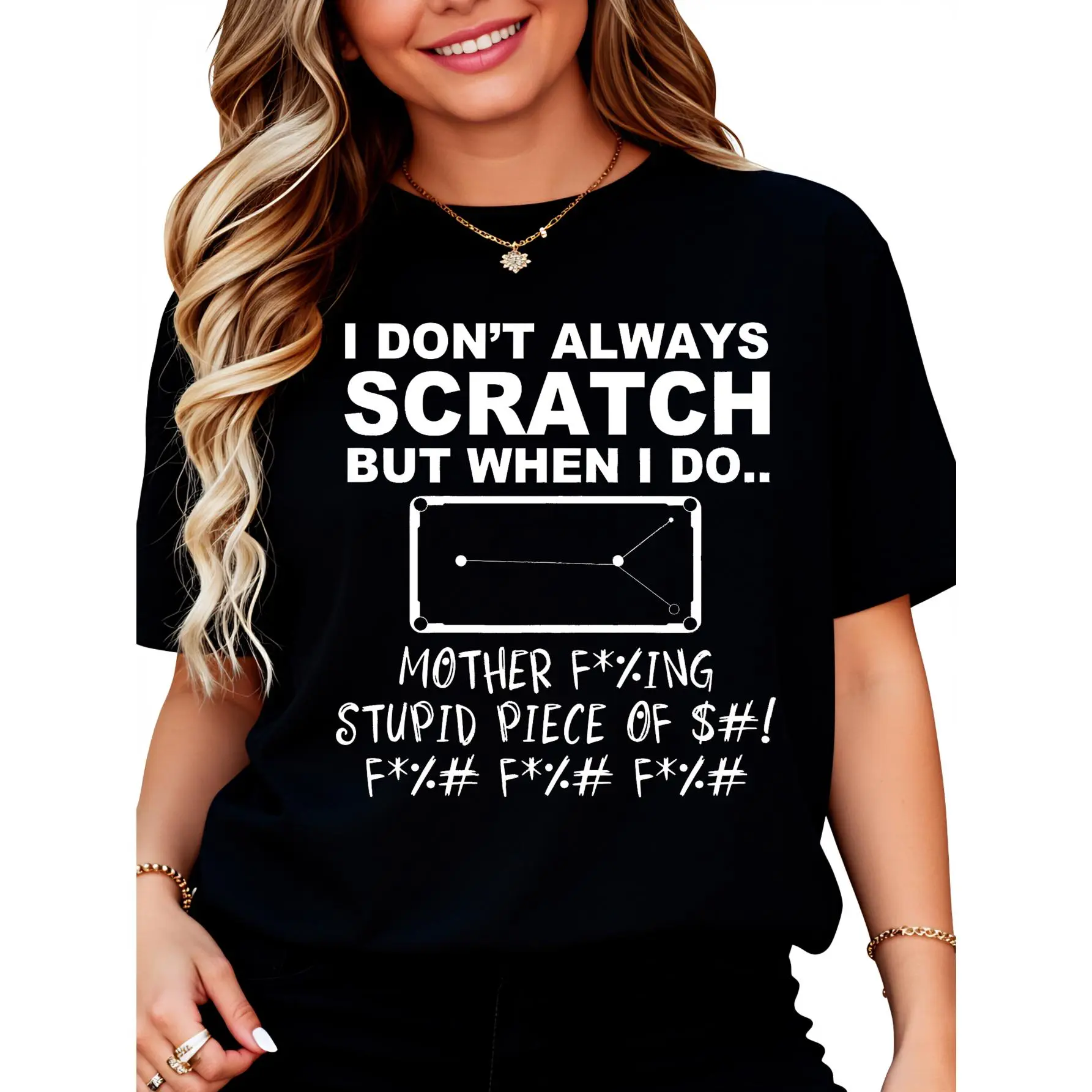 100% Cotton Graphic T-Shirt, Unisex Funny Billiards Pool Print, Comfortable Short Sleeve Top for Everyday Fashion