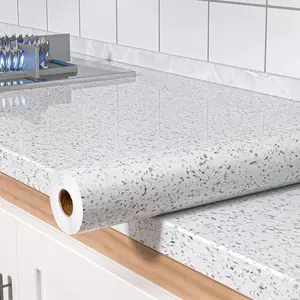 White Glossy Marble Contact Paper for Countertops 118”×15.7” Self Adhesive Removable Wallpaper Granite Peel and Stick Wallpaper for Bathroom/Kitchen/Cabinets Waterproof Easy to Clean