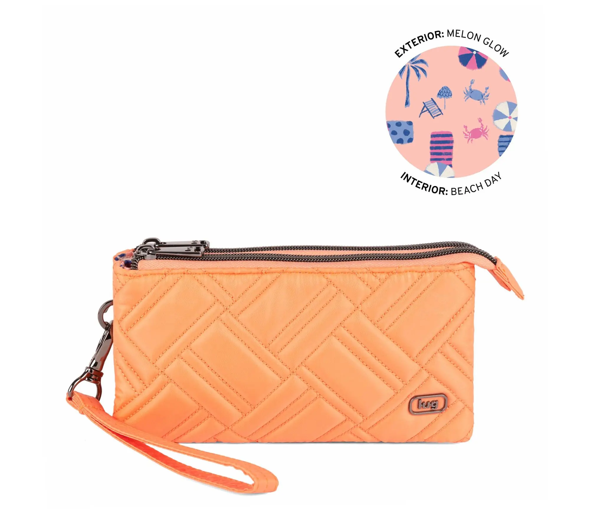 Lug Quilted Top Zip Pouch with Wristlet Strap-Frolic