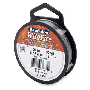 Beadalon Wildfire Grey Thread 0.006 in 20 yd Strong Durable Thermally Bonded for Beading Jewelry Making