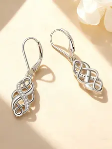 Elegant Celtic Knot Dangle Earrings, Cubic Zirconia, Hypoallergenic, Casual Style, All Seasons, Perfect Gift for Friends and Loved Ones