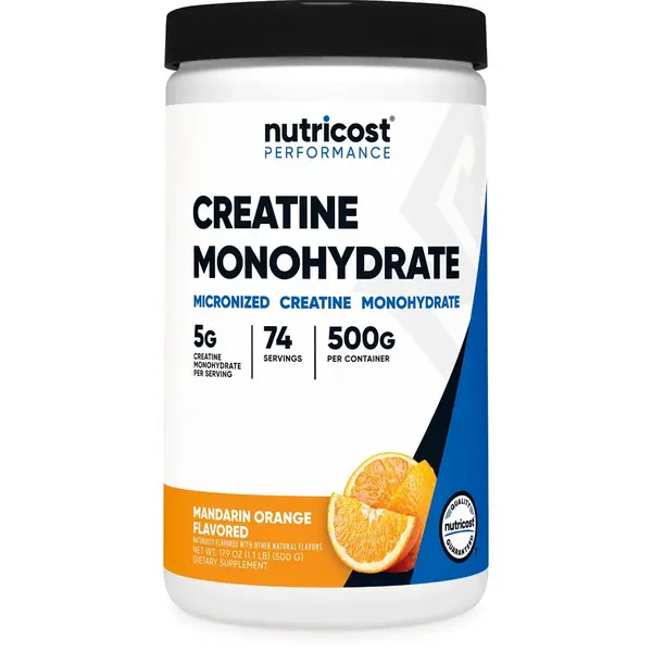 Nutricost Micronized Edible Creatine Monohydrate Powder - 500G Mandarin Orange Flavor, Third Party Tested Nutrition Supplement for Athletic Adults, Fitness Enthusiasts