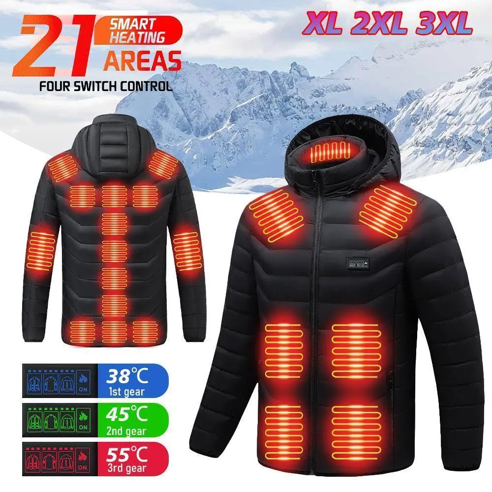Men's USB-Powered Long Sleeve Loose Casual Jacket - Adjustable Size Warm Outdoor Outerwear, Mens Fashion Tops Coats for Cold Weather
