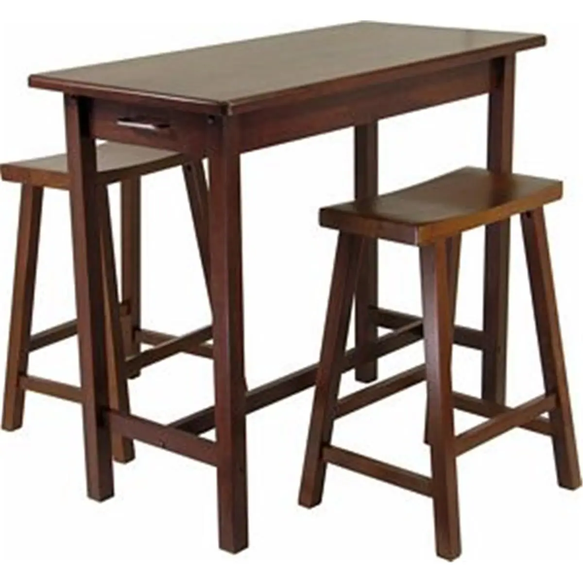 Winsome  Three Piece Kitchen Island Set with Saddle Stools