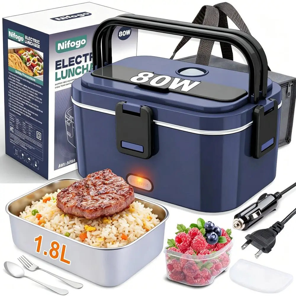 High Power Rapid Warm Electric Heated Lunch Storage Vessel Truck Usage Leak Proof Time Control Multi Liter Tray Self Drive Travel Carry Tote Bag