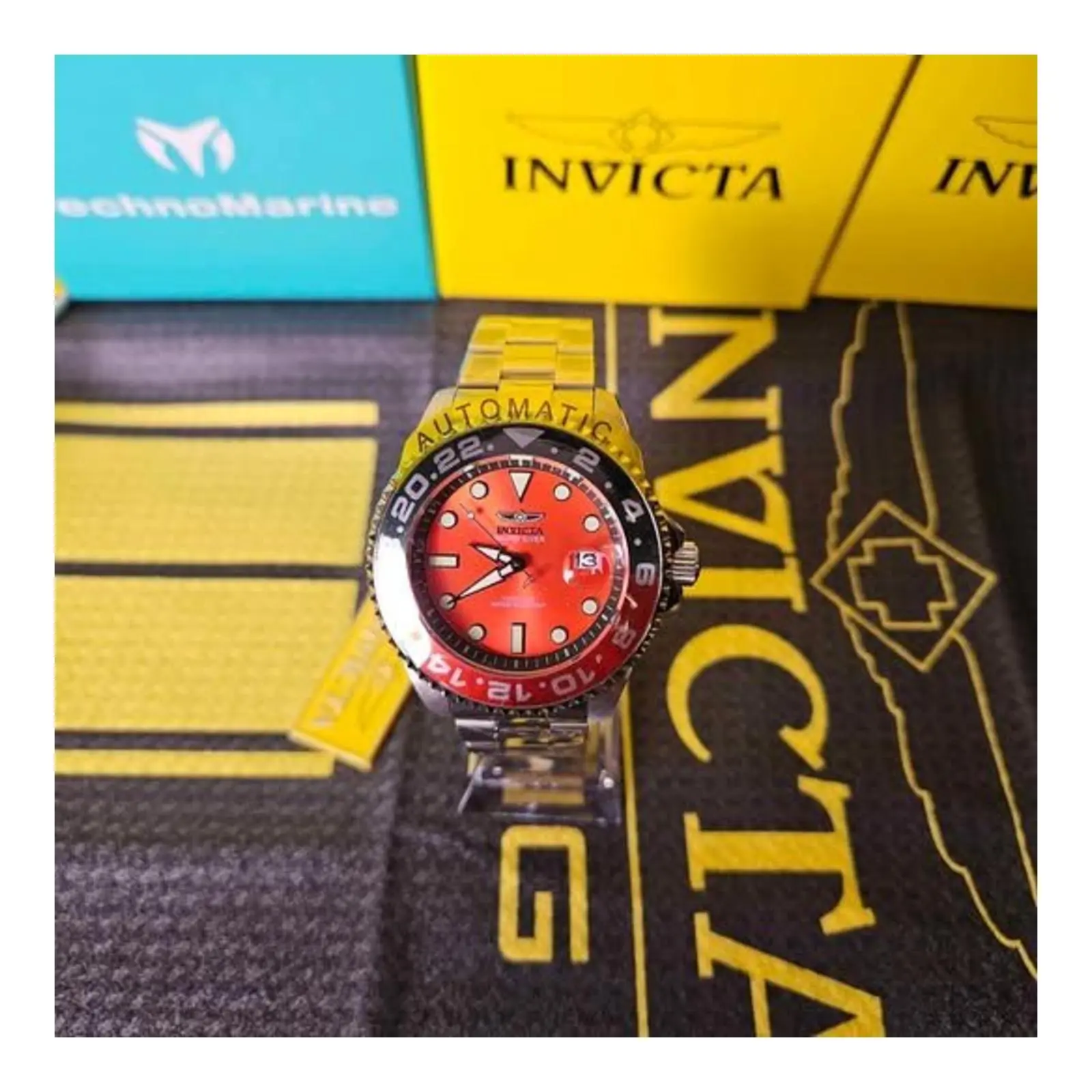 Invicta Grand Diver Automatic Watch – Red Dial / Stainless Steel 300M WR