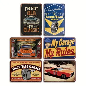 Motorcycle Vintage Metal Tin Signs 6pcs Set - Iron - Retro Wall Art Decor Poster Plaque - Multicolor Farmhouse Home Decor for Gifts Room Decoration