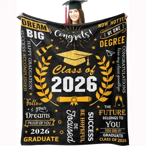 Graduation gift blanket, Slogan print blanket, 2026 graduation gift (for her/him), Grad Gift, junior high/high school/university/master's graduation gift, 2026 graduate gift ideas, blanket for home, office, travel and camping, essential bedding item