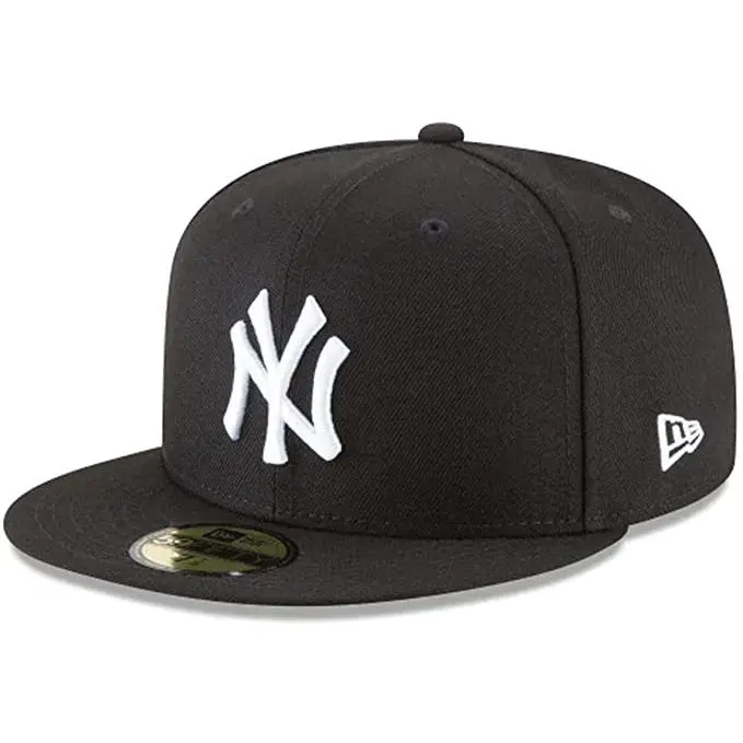 New Era 59Fifty Hat MLB Basic New York Yankees Black/White Fitted Baseball Cap -7 11591127-700