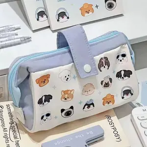 Cute Dog Pattern Pencil Case, Large Capacity Stationery Storage Bag, Portable Zipper Pencil Bag, Stationery Organizer for Students