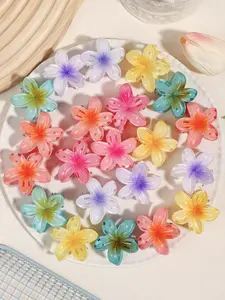 21pcs Fashionable and cute hair gripper set, Flower Hair Clip, gradient color jelly Bauhinia flower anti-slip hair grippers, small Bauhinia flower design hair grippers suitable for women to attend parties and other activities