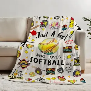 Softball Gifts Throw Blanket Softball Team Accesories for Girls Softballs Lover Player Gift Soft Flannel Throw Blanket
