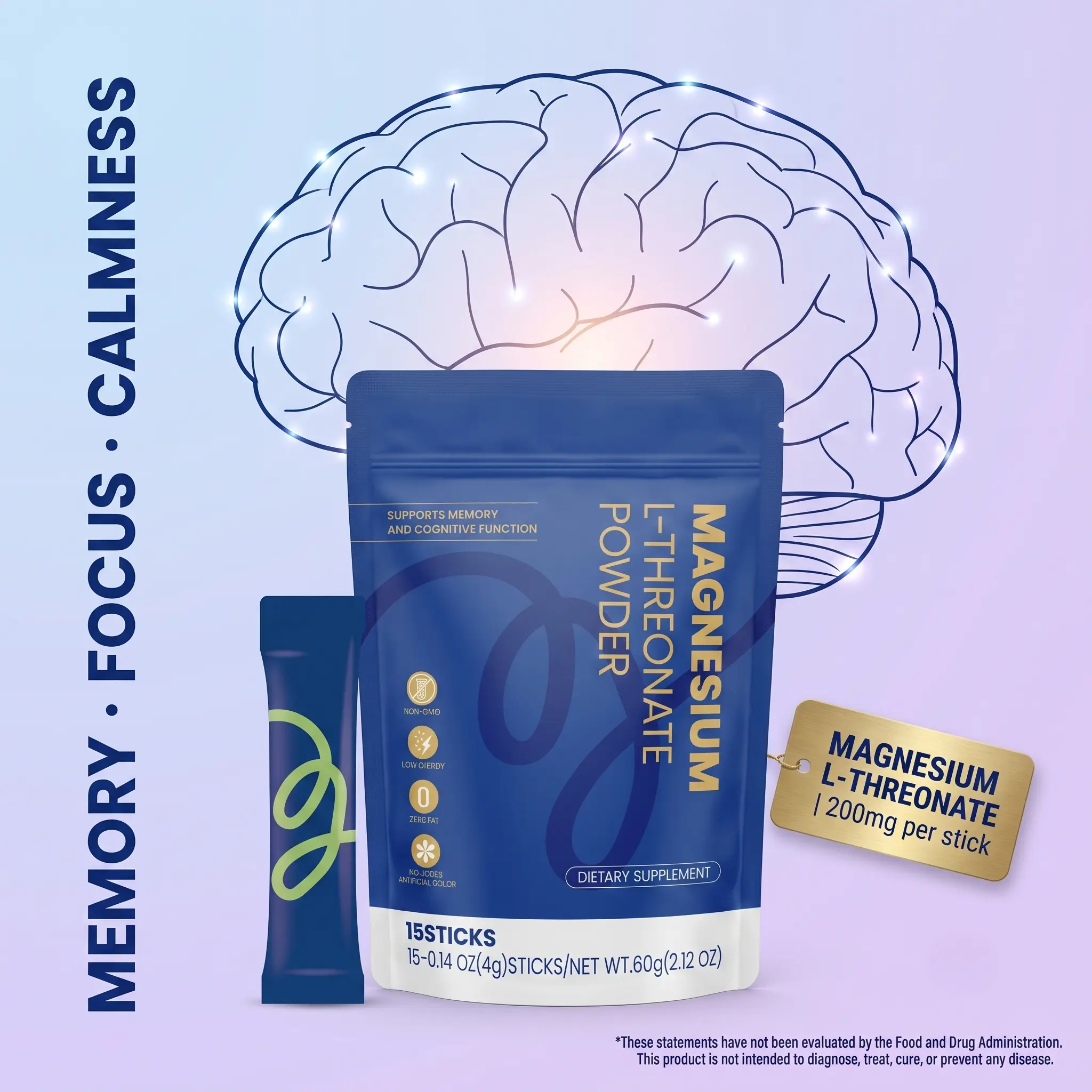 Magnesium L-Threonate Supplement - For Active Lifestyles, Cortisol Support, Muscle Support, Healthcare