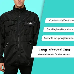 Long Sleeve Dog Training Work Jacket, Waterproof Anti-Stain, Multiple Pockets, Versatile Pet Care Clothing for Trainers