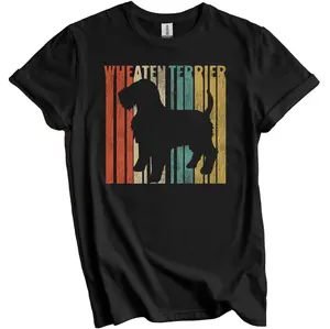 Wheaten Terrier Shirt - Retro Wheaten Terrier T-Shirt - Gift for Wheaten Terrier Owner - Dog Silhouette Cracked Worn Distressed Vintage Look