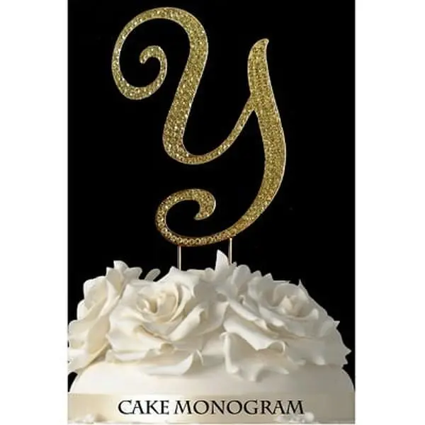 De Yi Enterprise Monogram Cake Toppers - Gold Rhinestone - Y