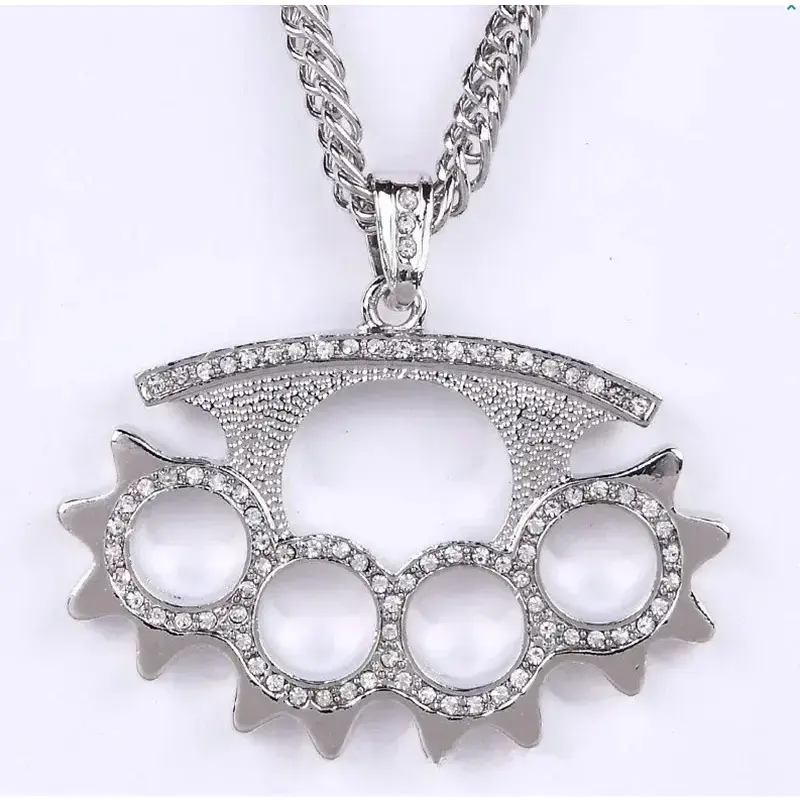 Men's Iced Out Knuckle Tiger Jewellery Pendant Necklace - Zircon Gemstone Fashion Accessory for Hip Hop, Rock Styles, Funky Costume Jewelry, Iced Out Necklace, Zircon Gemstone Necklace