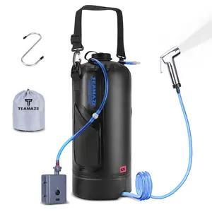 Camping Shower,12L Portable Camp Shower Bag with Upgraded Screw Lid, Auto Pressure Pump, Solar Shower, Camping Shower Head for Beach Camping, Hiking, Traveling, Washing Outdoor Leakproof Durable Handle Strap Compact