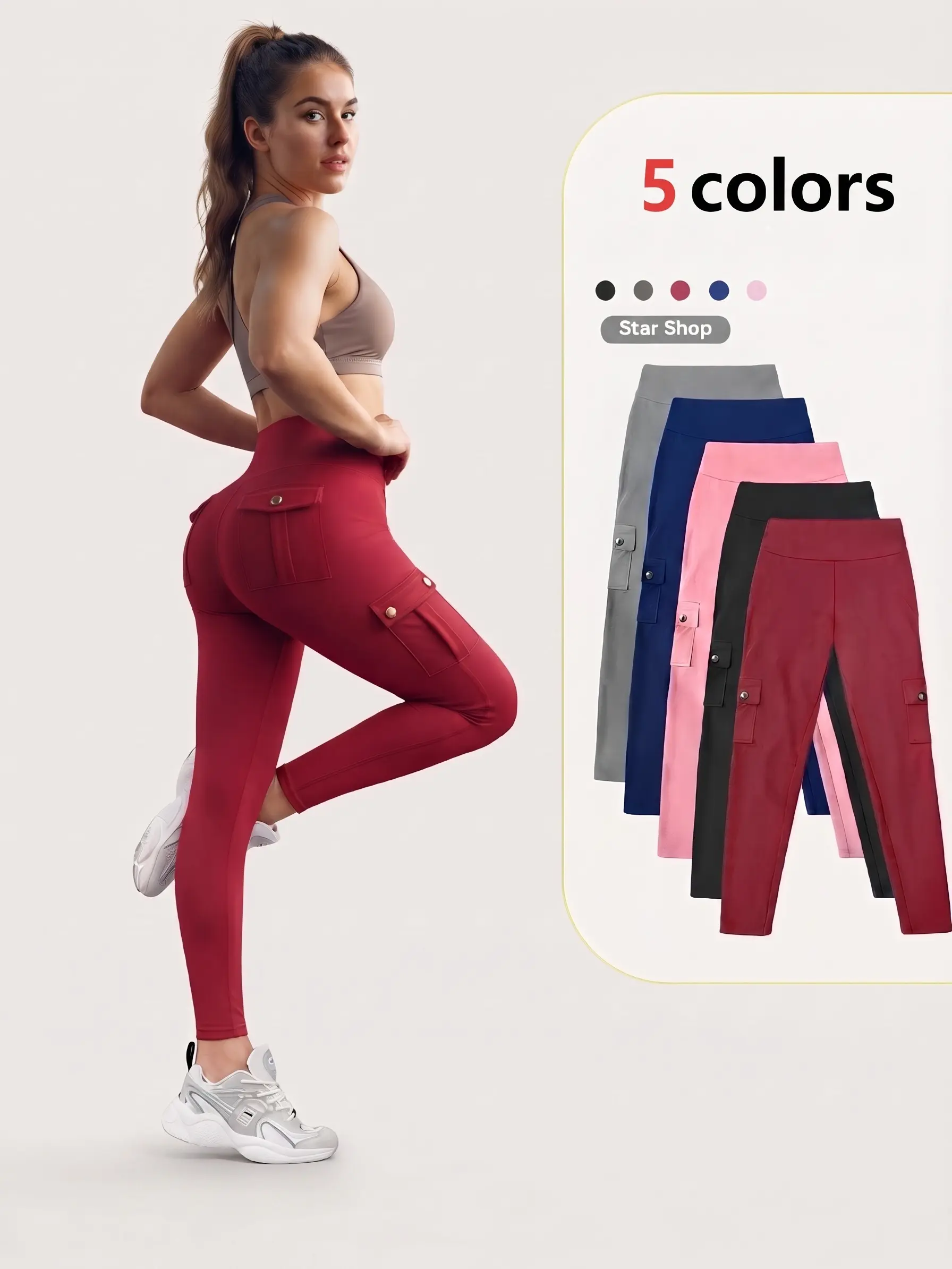 CQQNBV, women’s high-waisted yoga trousers offering a slimming fit and excellent stretch, making them ideal for gym workouts and running outdoors. These high-waisted sports trousers are made from stretchy fabric to accentuate the body’s curves.