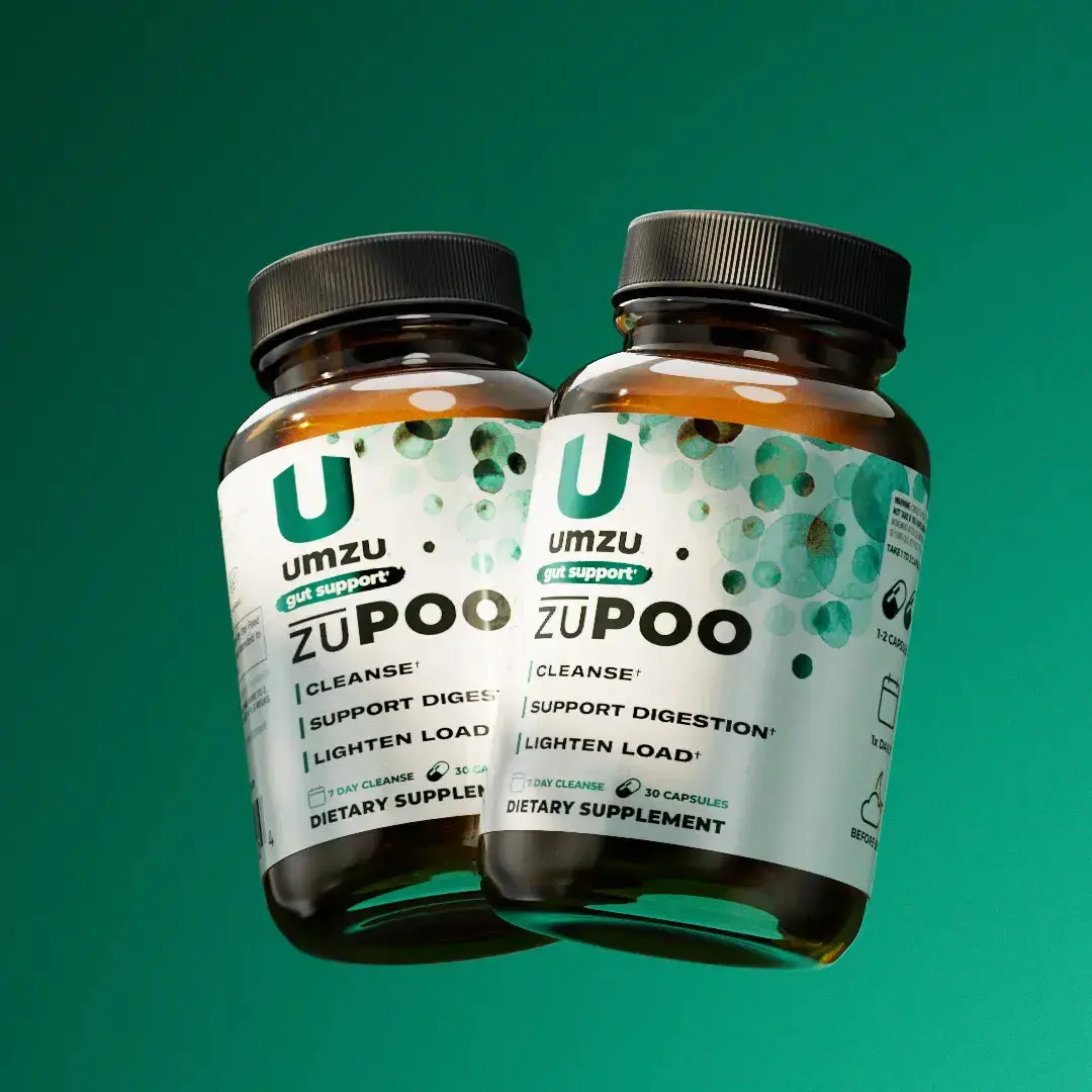 UMZU zuPOO Dairy-Free Herbal Cleanser Supplement Capsules - Gut Wellness Support, Bloating Relief, Easy Routine Gut Support, Detox with Magnesium, Cascara Sagrada, Bentonite Clay, Aloe Ferox (30 Caps/Bottle, 1-2 Bottle Options)