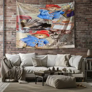 Paddington Bear Pattern Tapestry, Stylish Room Flag, Unique Wall Art For Living Room And Bedroom, Soft And Durable For Kids And Adults Daily Holiday Birthday Gift Bedroom Decor
