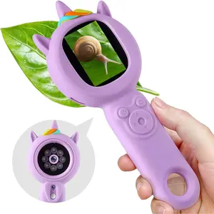 Microscope- 500x Magnification,16X Zoom,Handheld Microscope for  with HD Cam,Portable Science Learning Tool,Christmas Birthday Gifts for   Aged 3-12,32GB SD Card Include (Purple)