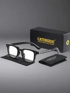 CATERSIDE Unisex Square Flat Mirror Glasses, Elegant Comfortable Design, Durable PC Frame, Perfect for Commuting, Travel, Party, Outdoor Activities, Stylish Square Frames, Square Frames Eyeglass, Square Frame Eyewear