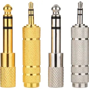 4 Pieces Headphone Adapter 6.35 mm (1/4 Inch) Male to 3.5 mm Female and Audio Stereo Plug 3.5 mm Male to 6.35 mm (1/4 Inch) Female Stereo Jack Adapter for Player, Headphone,Guitar Amplifier