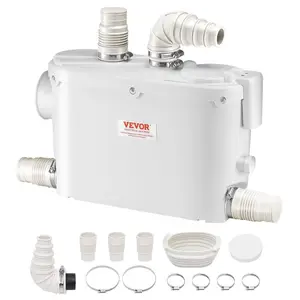 fathersdaygift  VEVOR Macerator Pump, 500W, 29 GPM Flow, 26 ft/8 m Head, Macerator Wall-Hung Toilet Pump with 4 Water Inlets, Waste Water Disposal Upflush Machine for Toilet, Basement, Shower, Sink, Laundry, Bathtub