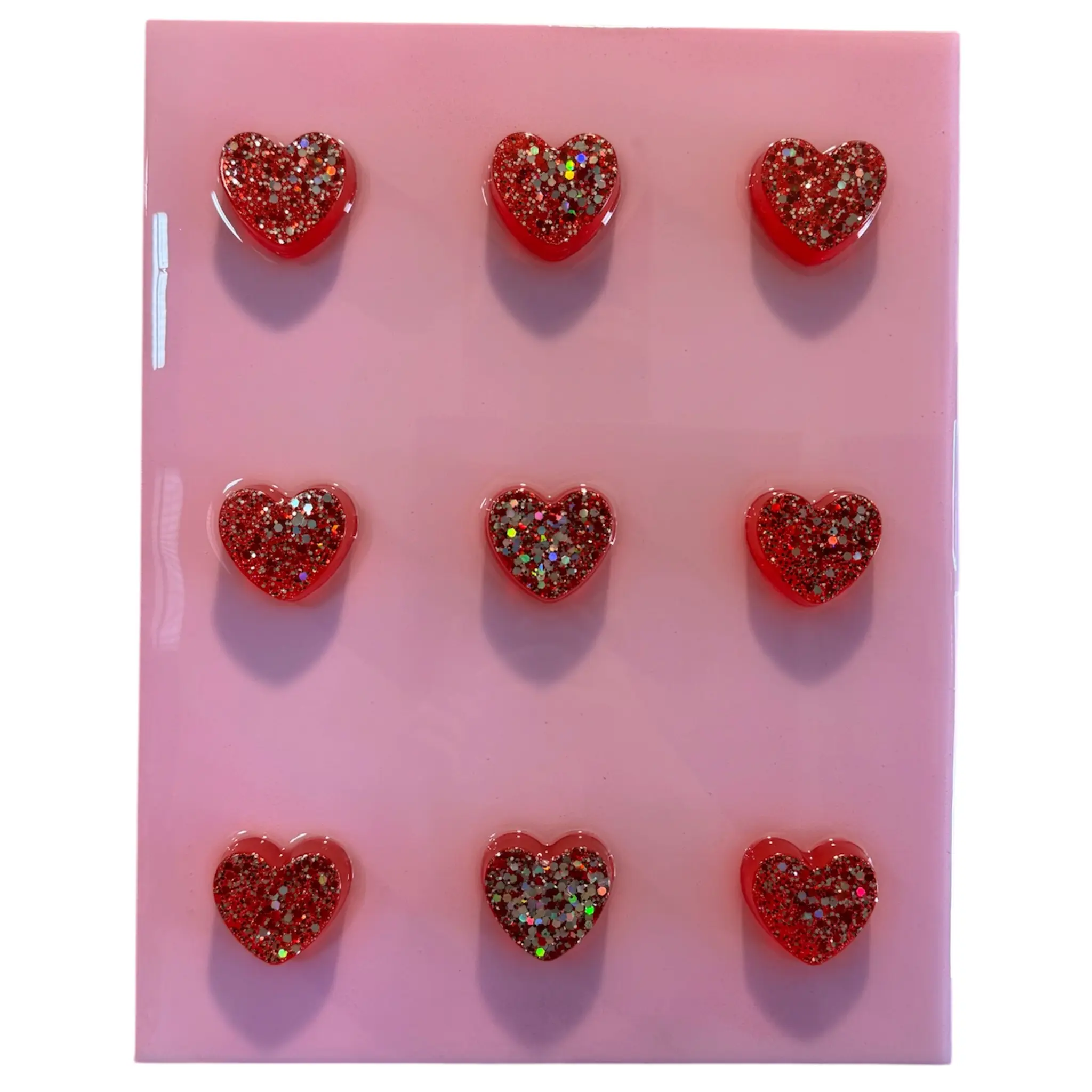 Glitter Heart Resin Art Panel – 11" x 14