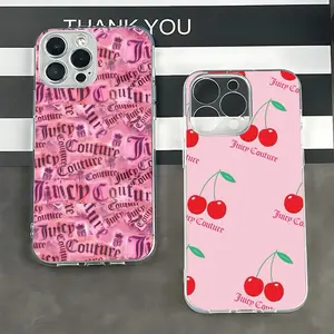 Pink J-Juicy C-Couture Phone Case For iPhone 17 16 16e 15 14 13 12 11 Mini Pro Max X XR XSMax 7 8 Air Plus Transparent Cover, Casing
