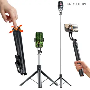 170cm Extendable Selfie Stick Tripod with One-Touch Base, Perfect for Travel, Vlogging, Live Streaming & Group Photos, Smartphone