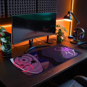 [New Gaming Gear - Sale Up To 35%] Anime Desk Mat with Madara & Obito Graphics, Gaming Mouse Pad for Naruto Fans, Workstation Accessories, Non-Slip Rubber Backing, Vibrant Artwork