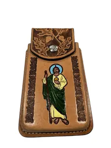 Funda Celular Vaquero San Judas de Piel Funda Telefono Western Style Leather Phone Holster Saint Jude