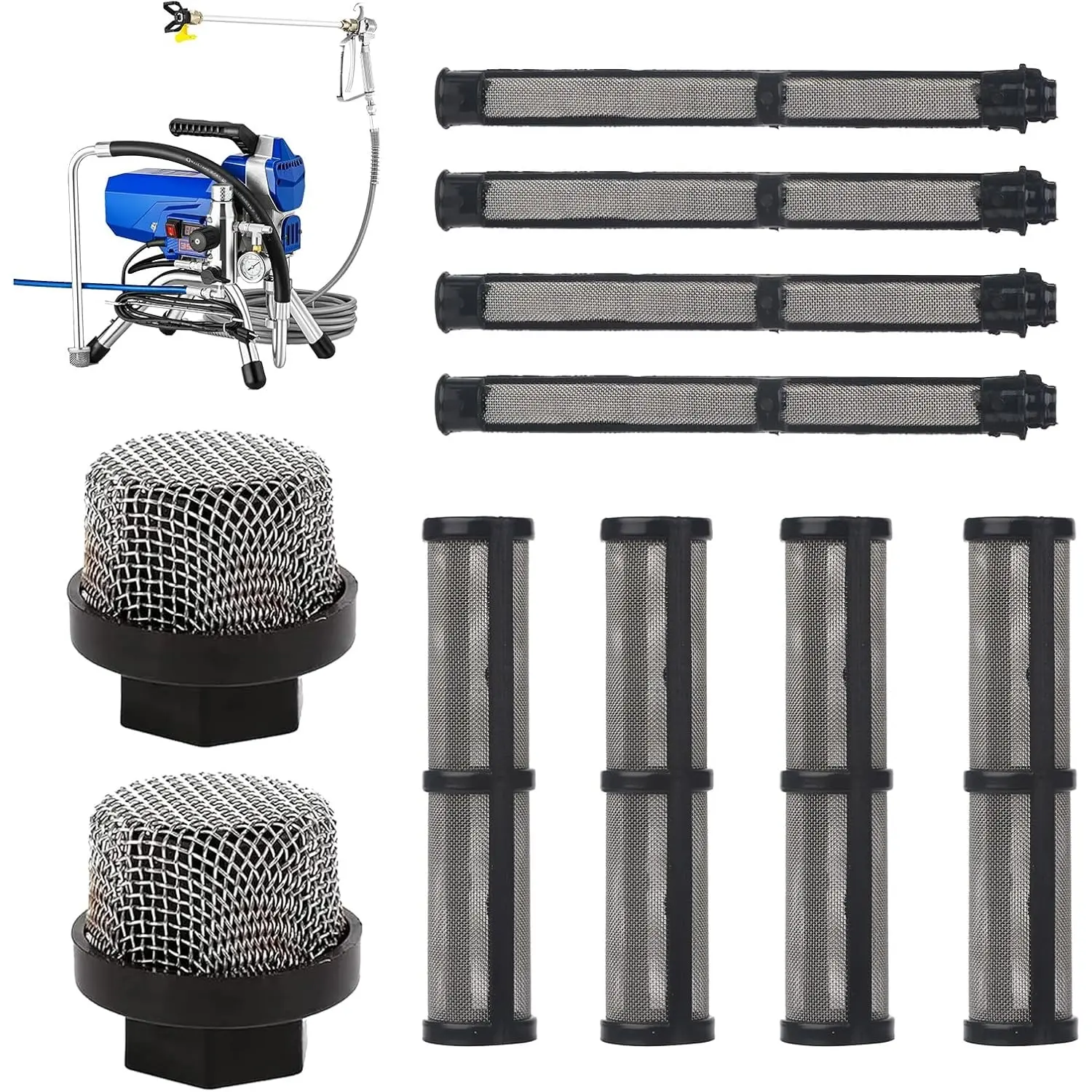 10-Piece Filter Kit, Includes 2 Spray Pump Filters, 4 Inner Core Filters, 4 Spray Gun Filters, Paint Sprayer Accessories, Compatible with 390-3400 Models